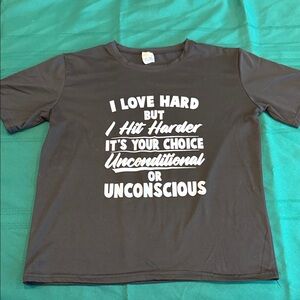 Black Graphic T-Shirt with Bold White Text